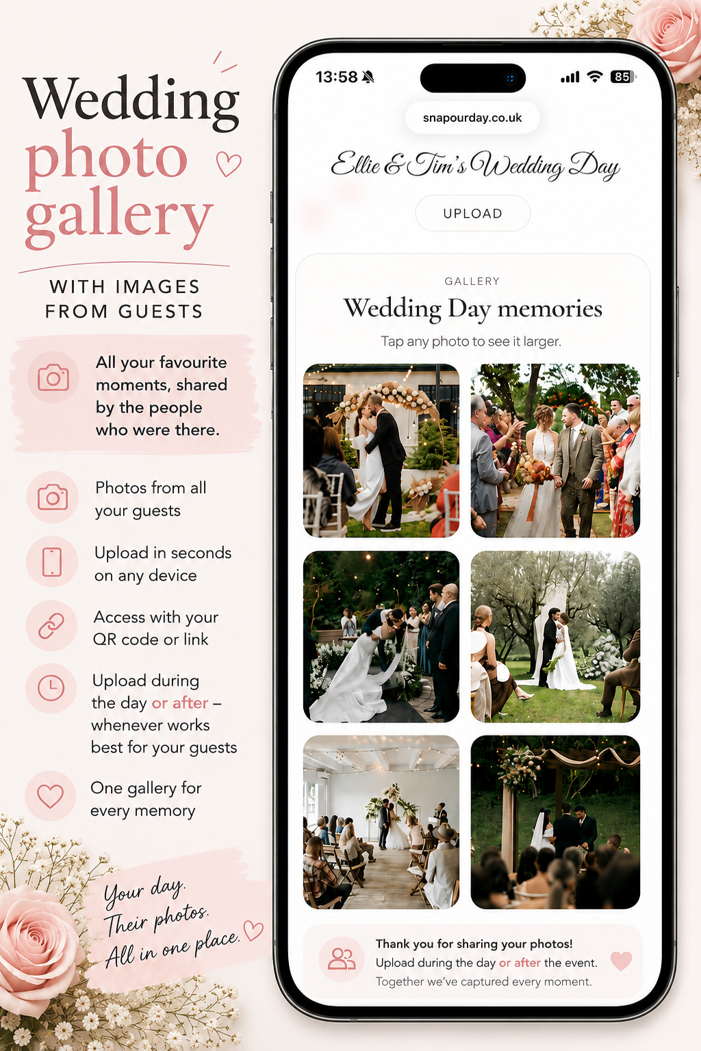 Wedding guest photo gallery mockup