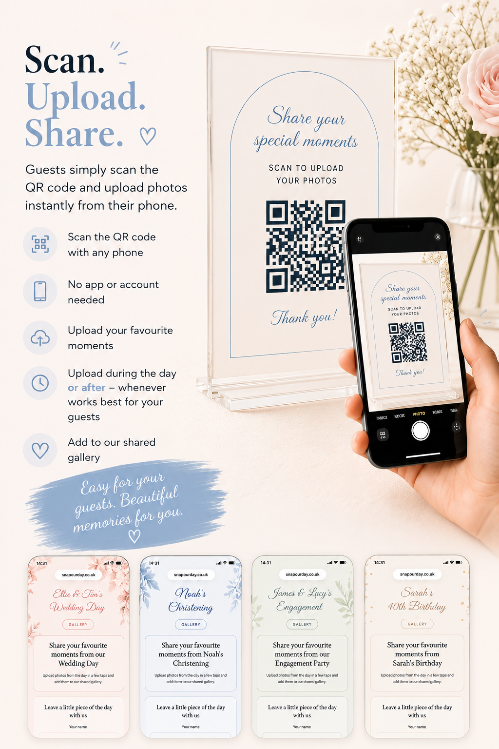 Guest photo upload page mockup